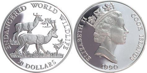 Cook Islands Dollars Silber Gef Hrdete Tierwelt Dama Gazellen