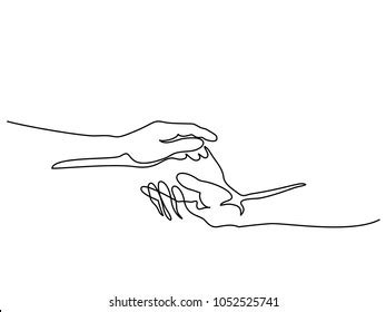 Continuous Line Drawing Holding Man Woman Stock Vector Royalty Free