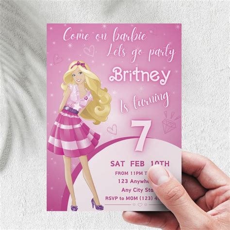 Fashion Doll Party Invitation Girl Party Invite Girls Birthday Invite