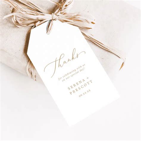 Delicate Gold Calligraphy Thank You Favor T Tags Zazzle