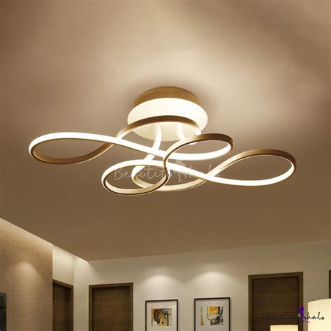 Acrylic Twist Semi Flush Ceiling Light Simple Black White Finish Led