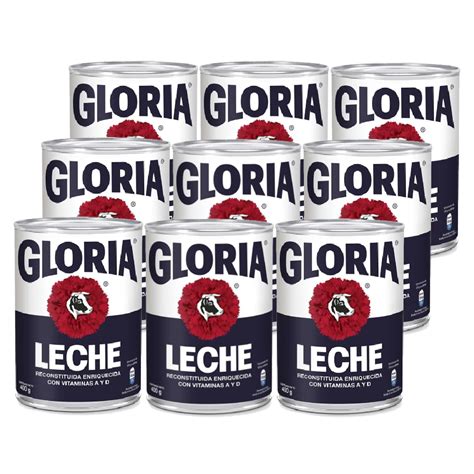 Pack 9 Leche Gloria Reconstituida Entera Lata X 390 Gr Tambo Cada