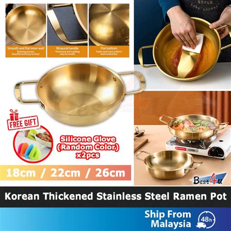 BEST4U Stainless Steel Korea Ramen Noodles Pot With Handle Soup