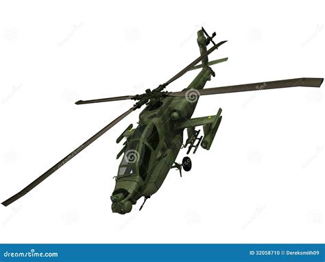 D Rendering Of An American Apache Helicopter Stock Illustration