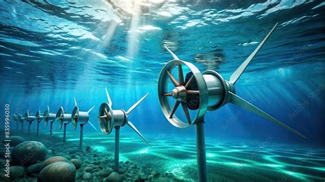 Underwater turbines harnessing ocean currents for renewable energy generation , clean energy ...