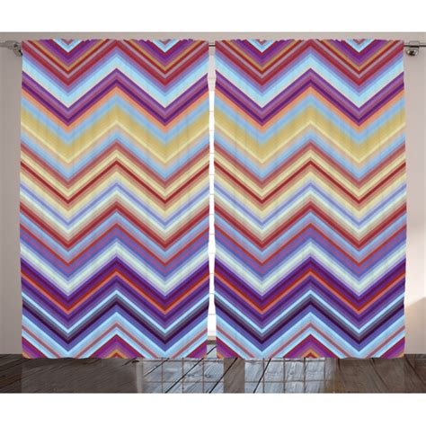 East Urban Home Rustikaler Vorhang Chevron Kleines Strikes Bunt Lila