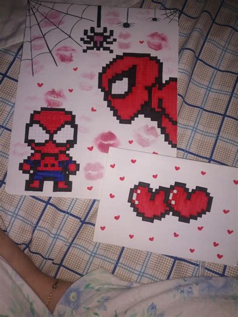 Two Pieces Of Art Made To Look Like Video Game Characters On A Bed With