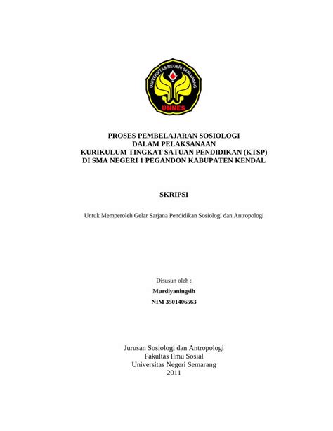 Pdf Proses Pembelajaran Sosiologi Dalam Libunnesacid90317410