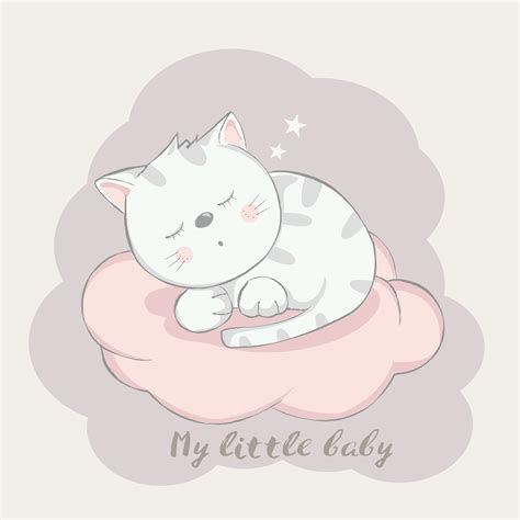 cute baby cat cartoon hand drawn style.vector illustration 621826 ...