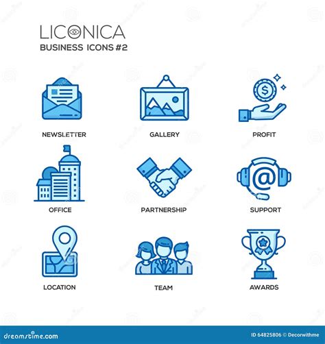 Sistema De La L Nea Moderna Iconos Y Pictogramas Planos De La Oficina