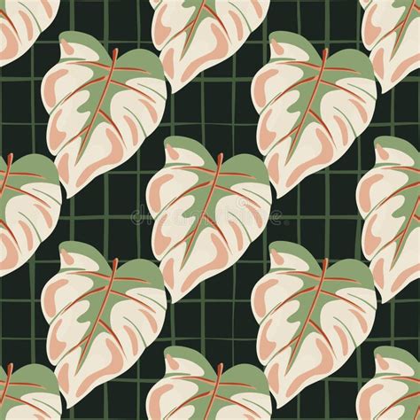 Stylized Tropical Leaves Seamless Pattern Decorative Leaf Background