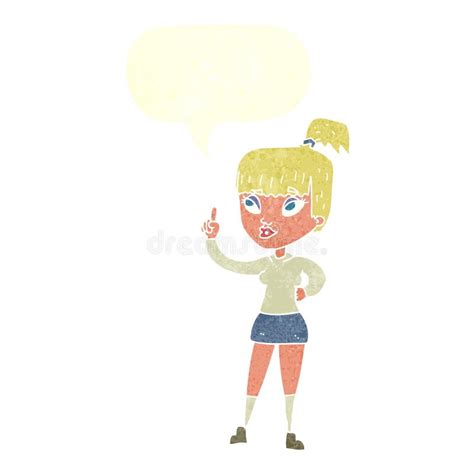 Cartoon Attractive Girl With Idea With Speech Bubble Stock Illustration