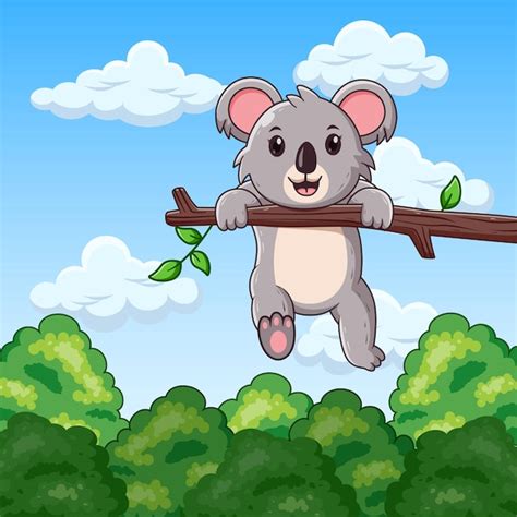 Koala Mignon Suspendu Suspendu Dans Le Dessin Anim De La For T