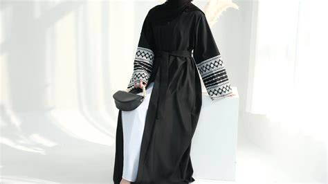 Ramadan Linen Embroidery Linen Open Abaya Femmes Robe Musulmane