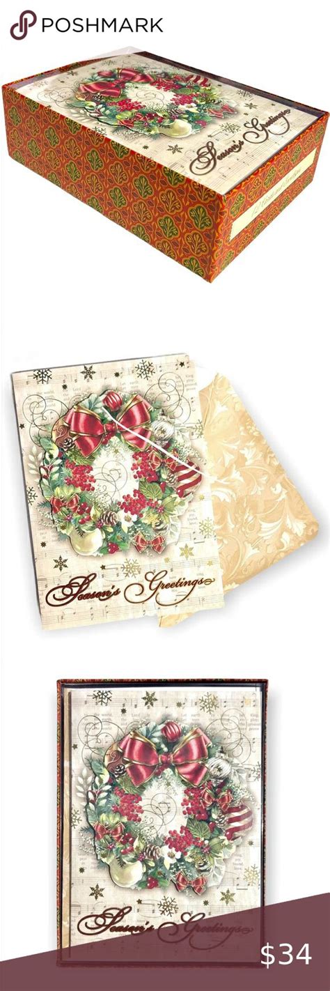 Punch Studio Wreath With Ornaments Dimensional Holiday Boxed Cards