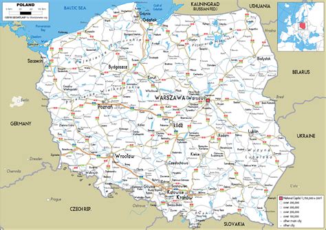 large size road map  poland worldometer