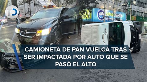 Conductor Se Pasa El Alto Y Provoca Volcadura De Camioneta De Reparto