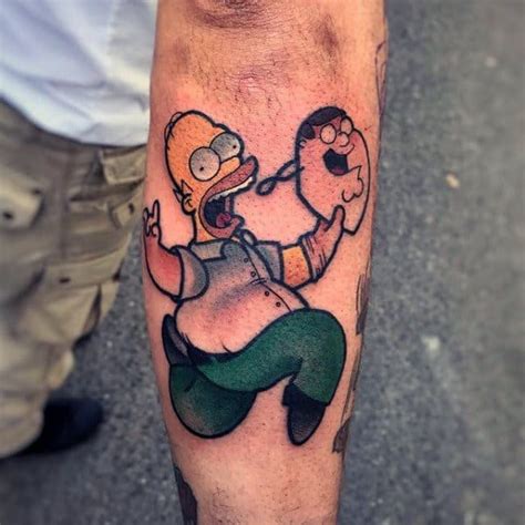 Comical Homer Simpson Tattoo Designs For Men