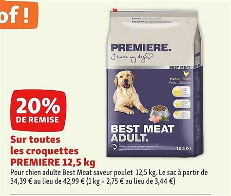 Promo Croquettes Première Pour Chien Adulte Best Meat Saveur Poulet