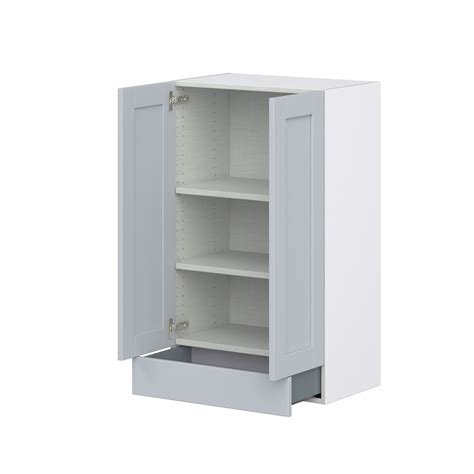 Sea Holly Light Gray Shaker Assembled Wall Cabinet With 2 Full High Doors 24 In W X 35 In H X