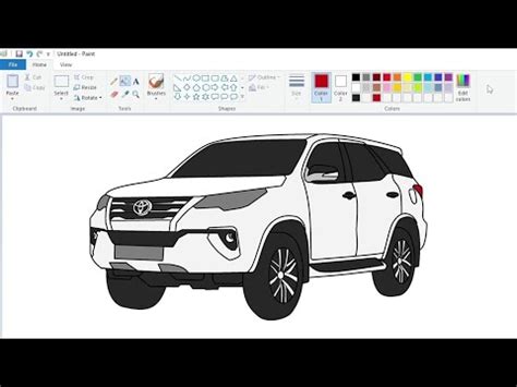 How To Draw Toyota Fortuner In Ms Paint Easy Step By Step Drawing