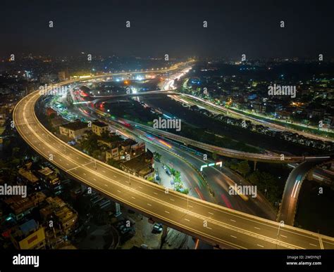 Aerial View Of Dhaka Elevated Expressway At Night In Dhaka Bangladesh