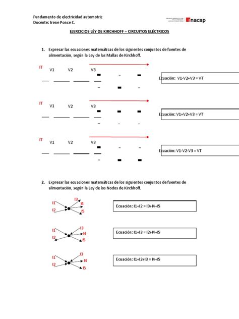 Ejercicios Leyes De Kirchhoff Circuitos Francisco Alcayaga Pdf