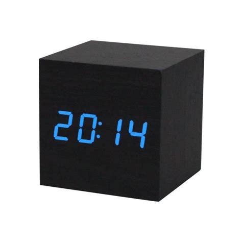 Poi Bois Bois Noir Led Num Rique Bureau Alarme Horloge Brown Commande