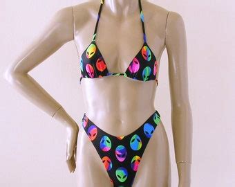 S S Thong Bikini Bottom With High Leg And Triangle Top In Etsy