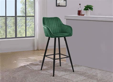 Lot De 2 Tabourets De Bar En Tissu Velours Vert ALESSA DIP