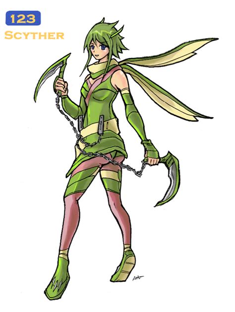 Scyther Shiny Gijinka by bulletproofturtleman on DeviantArt