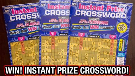 WIN INSTANT PRIZE CROSSWORD CA Scratchers YouTube