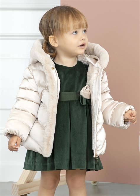 Satin Puffer Jacket Faux Fur Details Baby Abel Lula