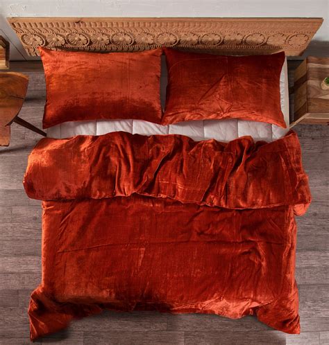 3 Pieces Set Luxury Crushed Velvet Duvet Cover Boho Bedding Uo Etsy