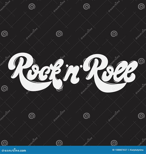 Rock ` N ` Roll Handwritten Lettering Made In 90`s Style With Vintage