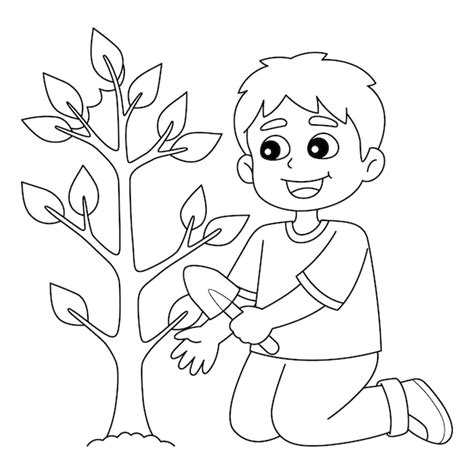 Children Planting Trees Drawing