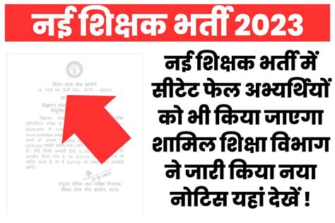 Teacher Bharti 2023 शिक्षक भर्ती में सीटेट फेल अभ्यर्थियों को मिलेगा