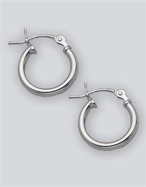 Sterling Silver Round Plain Hoop Earrings 12mm Simply Sterling