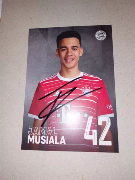 AUTOGRAMMKARTE JAMAL MUSIALA Bayern München 2022 23 22 23 DFB EM WM EUR