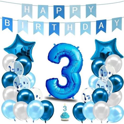 Decoration Anniversaire Garcon 3 Ans Bleu Kit Anniversaire Garcon