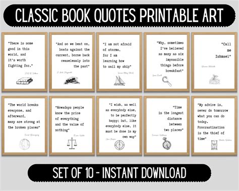 Classic Book Quotes Printable Art Literature Quotes Art Famous Author ...