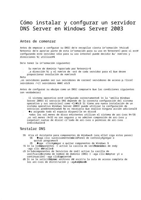 Docx C Mo Instalar Y Configurar Un Servidor Dns Server En Windows