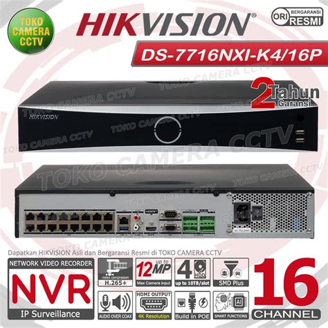 Jual NVR 16 CHANNEL HIKVISION DS 7716NXI K4 16P NVR 16CH POE 12MP