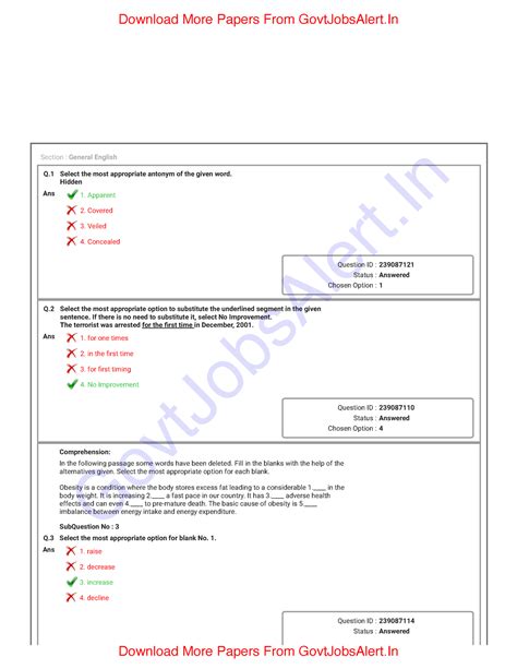 Ssc Mts Previous Year Question Paper Q Select The Most Appropriate