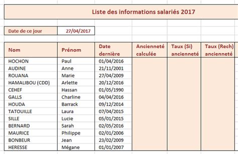 Calculs De Primes Selon Anciennet Avec Excel