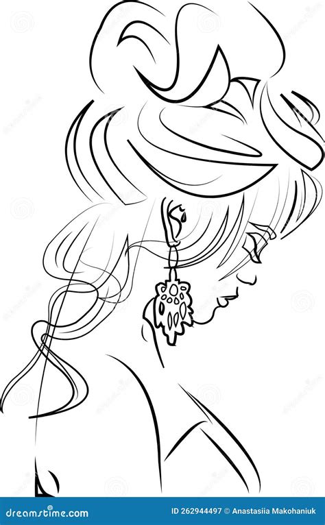 Contour Illustration of Woman Silhouette Stock Vector - Illustration of ...