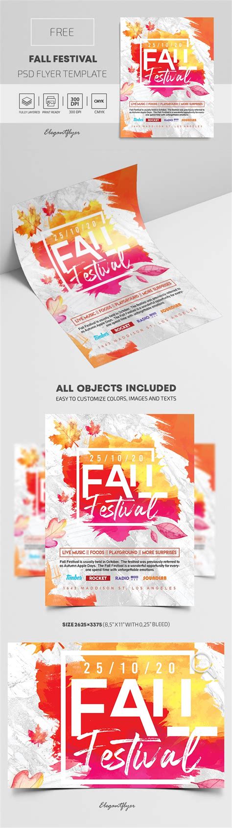 Multicolor Artistic Fall Festival Flyer Free Flyer Template Psd By Elegantflyer