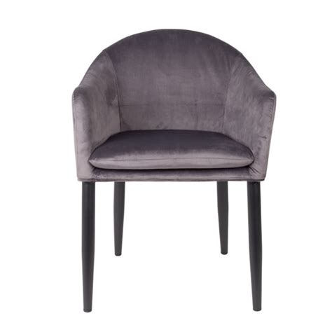 Fauteuil De Table En Velours Gris Cosy Maisons Du Monde