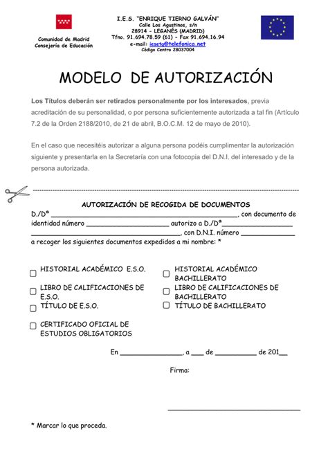 Modelo De Carta De Autorizacion Para Retirar Documentos Del Colegio Modelo De Carta De