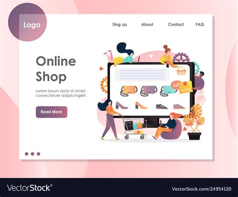 Online Shop Website Landing Page Design Royalty Free Vector